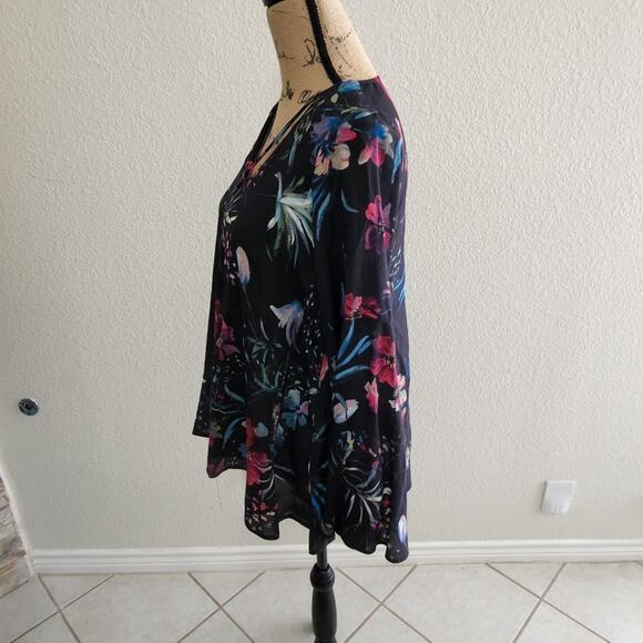 FIFTEEN TWENTY floral bell sleeve lattice front boho blouse‎ size small - Picture 5 of 9